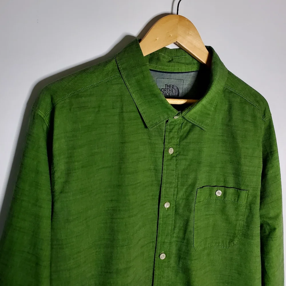 The North Face bright Green button up casual long sleeve shirt - Size XL